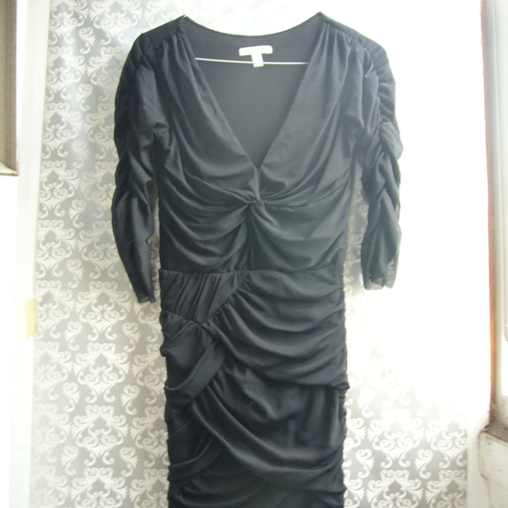 Weston Wear Anthro Black Draped  Mesh Layer Large